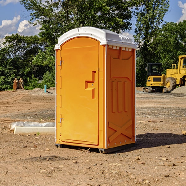 how often are the portable restrooms cleaned and serviced during a rental period in Caroleen NC